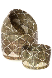 Set of 3 Baskets with Black Diamond Weave (SKU:62AC22W) 75% OFF SALE