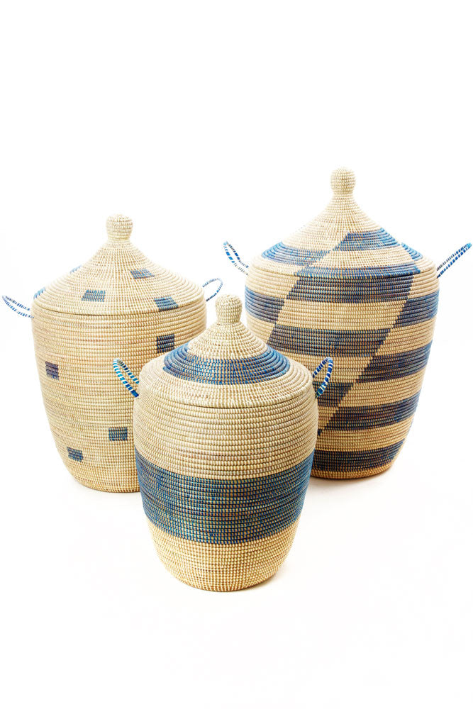 Baskets-Blue and Cream Mixed Pattern (SKU: 62AC01)
