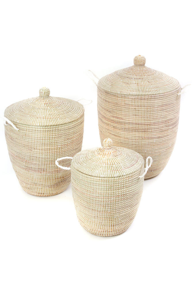 Baskets White Stripe- Set of 3 (SKU: 62AC02)