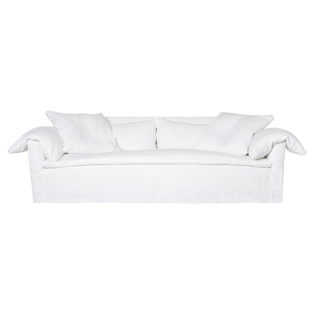 White Linen Slip Covered 78" Sofa